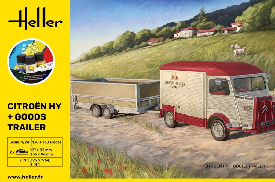 Fahrzeuge Heller | Starterkit Citroen Hy + Lastenanhanger (52331)