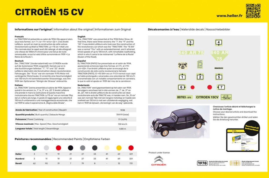 Fahrzeuge Heller | Citroen 15 Cv (80763)